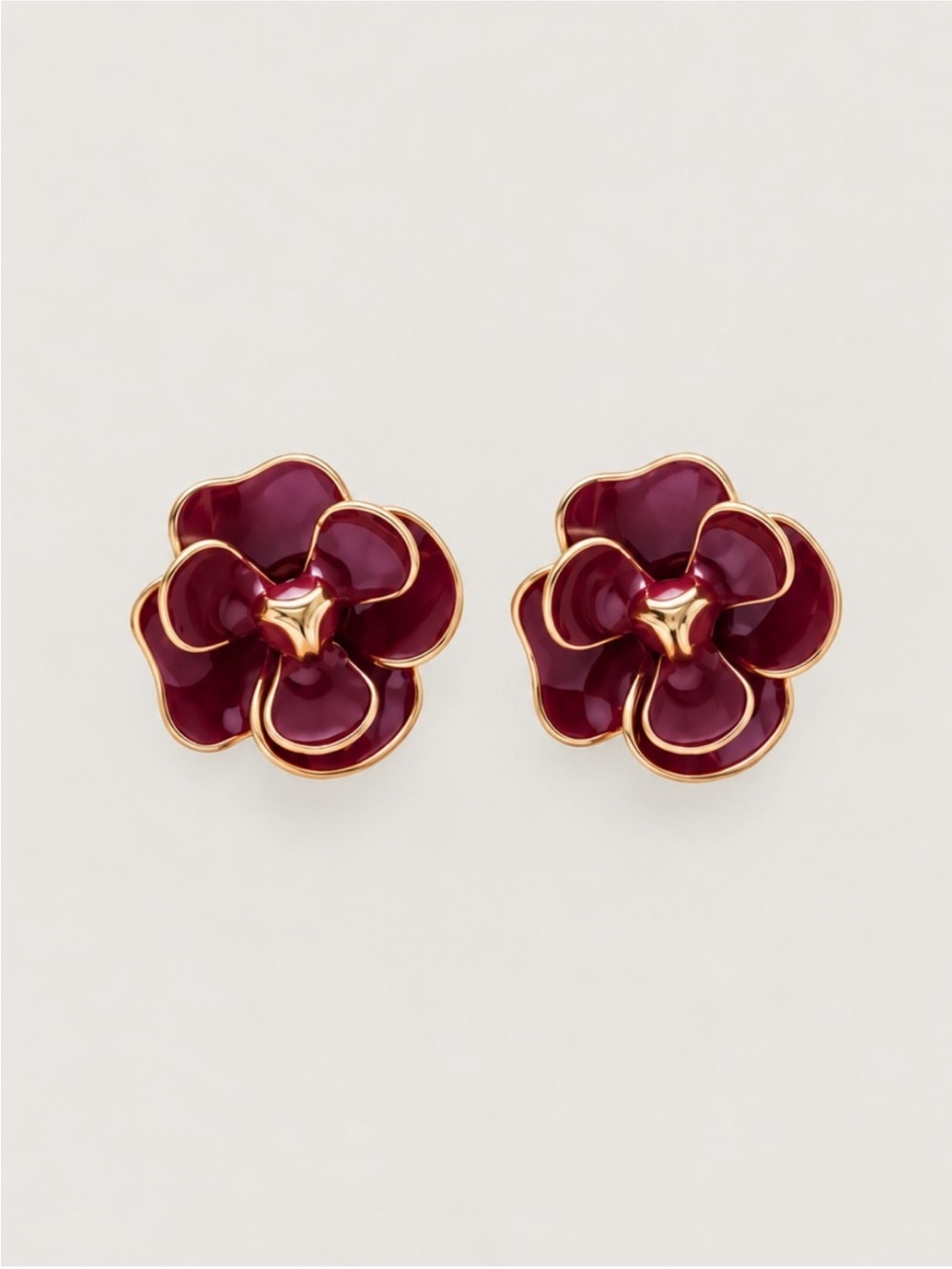 New! Cranberry Red Wine Flower Post Earrings NWOT